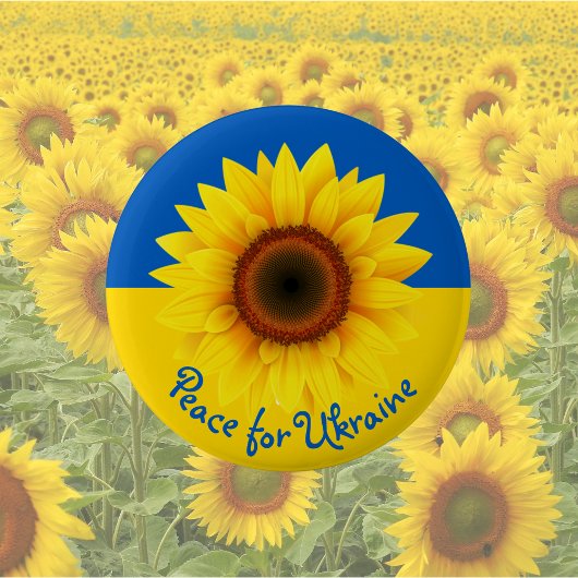 Personalisieren Sie Text Ukraine Sonnenblumen Gelb Button