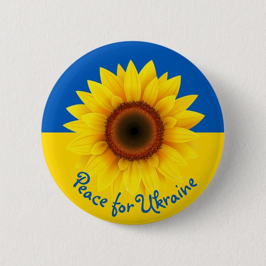 Personalisieren Sie Text Ukraine Sonnenblumen Gelb Button (Vorderseite)