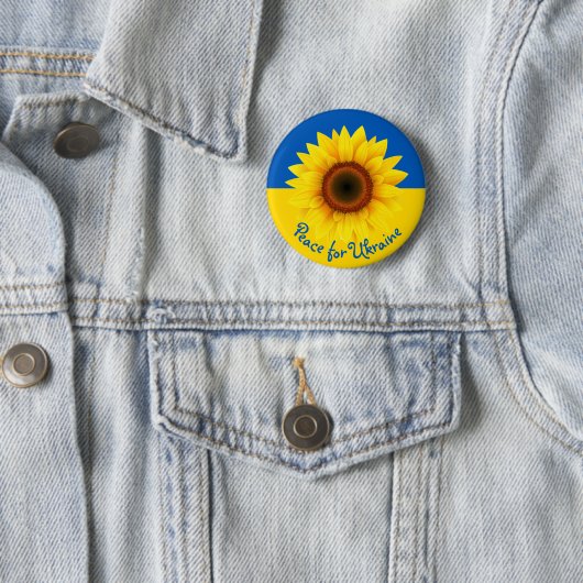 Personalisieren Sie Text Ukraine Sonnenblumen Gelb Button (Beispiel)