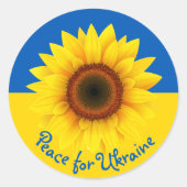 Personalisieren Sie Text Ukraine Sonnenblumen Gelb Runder Aufkleber (Vorderseite)