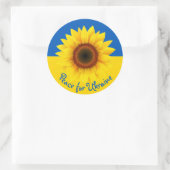 Personalisieren Sie Text Ukraine Sonnenblumen Gelb Runder Aufkleber (Tasche)