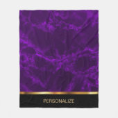 Personalisieren Sie tiefer Lila Marmor und Gold Fleecedecke (Vorderseite)