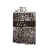 Personalisieren Sie Trauzeuge Brown Leder abgedeck Flachmann (Links)