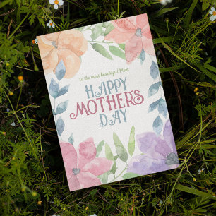 Personalisieren Sie vier Blume Muttertag mit Aquar Karte