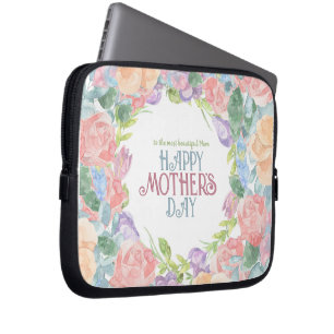 Personalisieren Sie vier Blume Muttertag mit Aquar Laptopschutzhülle