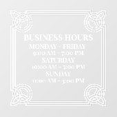 Personalisieren Sie Vintage Geschäftszeiten Fensteraufkleber (Blatt)