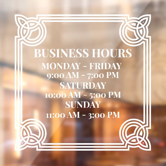 Personalisieren Sie Vintage Geschäftszeiten Fensteraufkleber (Blatt 2)