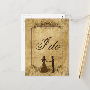 Personalisieren Sie Vintage-Papier-Hochzeit Braut  Postkarte