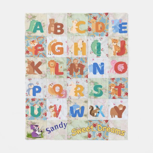 Personalisieren Sie Vintages Tier Alpha Fleece Bla (Vorderseite)