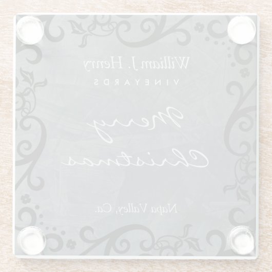 Personalisieren Sie Weihnachten Black Scroll Weing Glasuntersetzer (Rückseite)