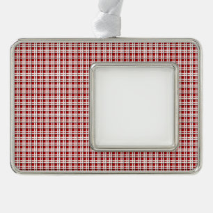 Personalisieren Sie Weihnachten Tartan in Rot und  Rahmen-Ornament Silber