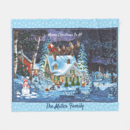 Personalisieren Sie Weihnachten Winter Szene Santa Fleecedecke