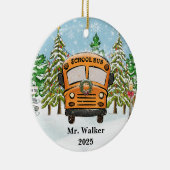Personalisieren Sie Weihnachts-Schulbusfahrergesch Keramik Ornament (Rechts)