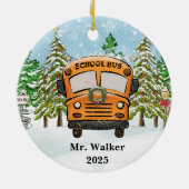 Personalisieren Sie Weihnachts-Schulbusfahrergesch Keramik Ornament (Hinten)