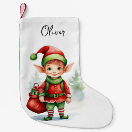 Personalisieren Sie Weihnachtself mit einem Sack v Kleiner Weihnachtsstrumpf