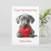 Personalisieren Sie Weimaraner Welppy Valentine Feiertagskarte (Stehend Vorderseite)