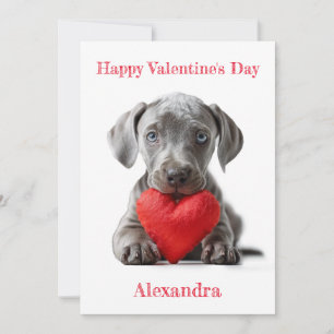 Personalisieren Sie Weimaraner Welppy Valentine Feiertagskarte