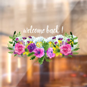 Personalisieren Sie Willkommen zurück! Hübscher Bl Fensteraufkleber (Blatt 2)