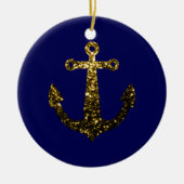 Personalisieren Sie Yellow Glitzern Anchor Navy Bl Keramikornament (Vorne)