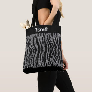 Personalisieren Sie Zebra-Druck Schwarz Silber Bra Tasche