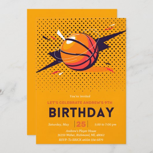 personalisieren Sport Basketball Geburtstag Einladung (Vorne/Hinten)