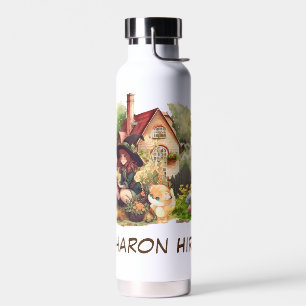 Personalisieren Süße kleine Hexe und Fuchs Trinkflasche