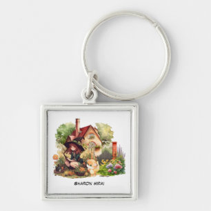 Personalisieren   Süßer kleiner Hexen- und Fuchs-S Schlüsselanhänger