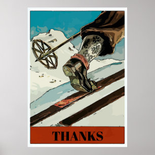 Personalisieren, Text hinzufügen,Mountain Snow Ski Poster