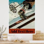 Personalisieren, Text hinzufügen, Schnee Ski fahre Poster (Küche)