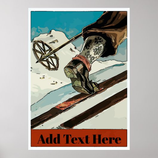Personalisieren, Text hinzufügen, Schnee Ski fahre Poster (Vorne)