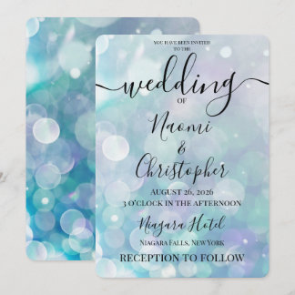 Personalisieren: Türkis Cyan Bokeh Hochzeit Einladung