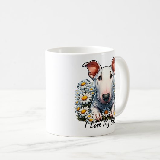 Personalisieren von Bull Terrier in Daisies Kaffeetasse (VorderseiteRechts)