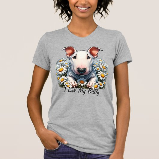 Personalisieren von Bull Terrier in Daisies T-Shirt (Vorderseite)