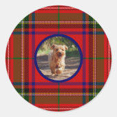 Personalisieren von Clan Stewart Tartan Dog Pictur Runder Aufkleber (Vorderseite)
