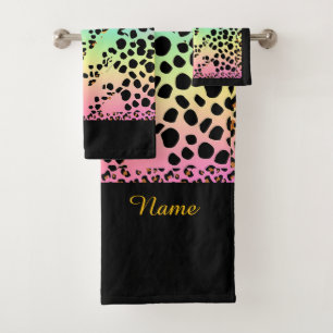 Personalisieren von Imitaten Regenbogen Leopard Ti Badhandtuch Set