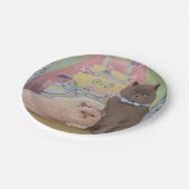 Personalisieren von Initialen Hochzeitkatzen Pappteller (Schrägansicht)