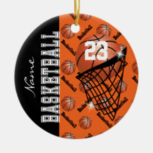 Personalisieren von Orange Basketball Keramik Ornament