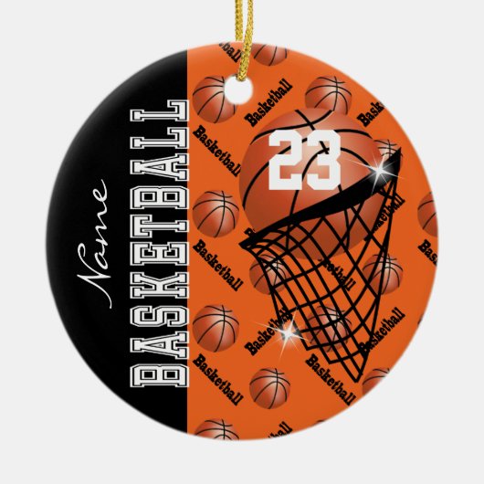 Personalisieren von Orange Basketball Keramik Ornament (Vorne)