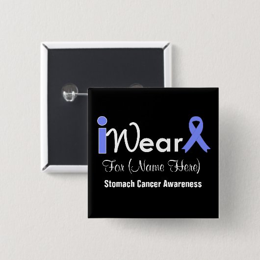 Personalisieren von Periwinkle Ribbon-Magenkrebs Button (Vorne & Hinten)