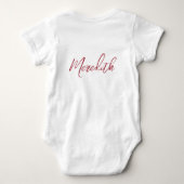 Personalisieren von Rot-Dekorativ-Script-Blumensch Baby Strampler (Rückseite)