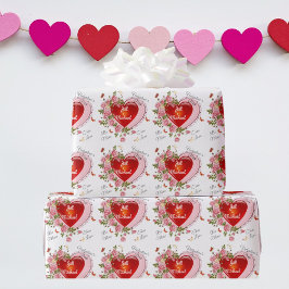 Personalisieren von Valentinstag-Herz-Rose Geschenkpapier