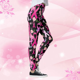 Personalisieren von Wörtern Name rosa Ribbon Brust Leggings