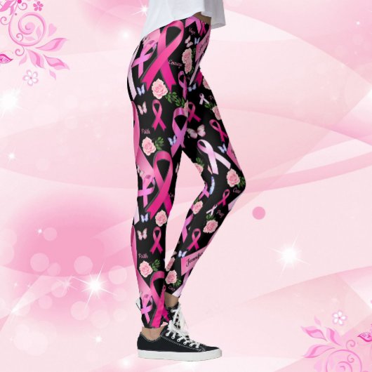 Personalisieren von Wörtern Name rosa Ribbon Brust Leggings