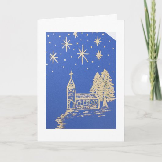 Personalisieren, Weihnachtskirche, Sterne Feiertagskarte (Vorderseite)