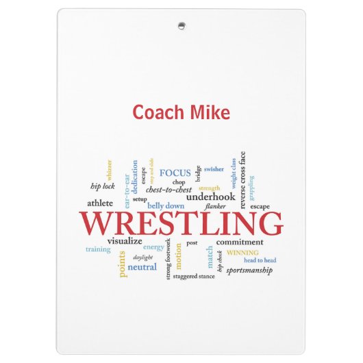 Personalisieren, Wrestling Coach Vielen Dank in Wo Klemmbrett (Rückseite)