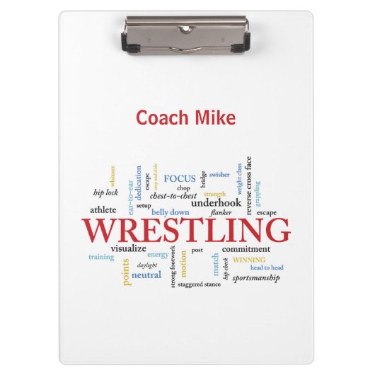 Personalisieren, Wrestling Coach Vielen Dank in Wo Klemmbrett (Vorderseite)