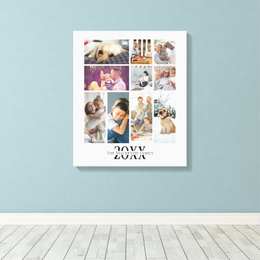Personalisiert 10 Collage aus Foto und Textfamilie Leinwanddruck (Insitu (Holzboden))