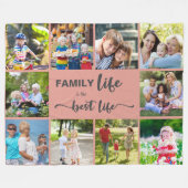 Personalisiert 10 Foto Collage Family Life Pink Fleecedecke (Vorderseite (Horizontal))
