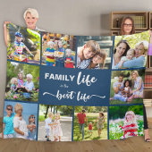 Personalisiert 10 Fotocollage Family Life Blue Fleecedecke