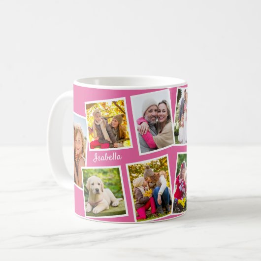 Personalisiert 10 Fotomaterial Rosa Kaffeetasse (Vorderseite Links)